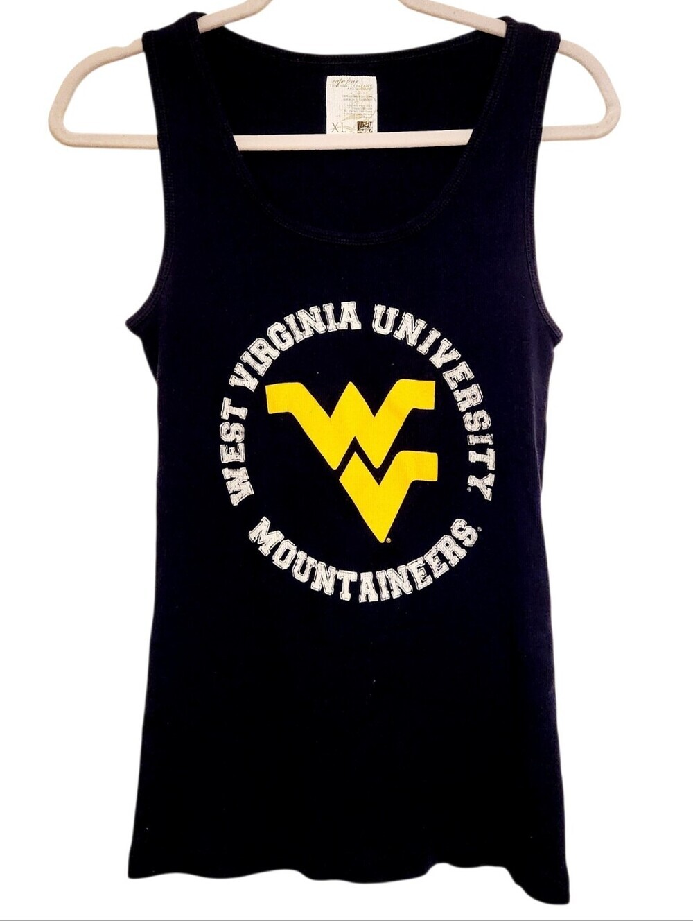 Cafe Fear Trading Co. | WVU Mountaineers Navy Tank Top With Gold Logo (Size XL)